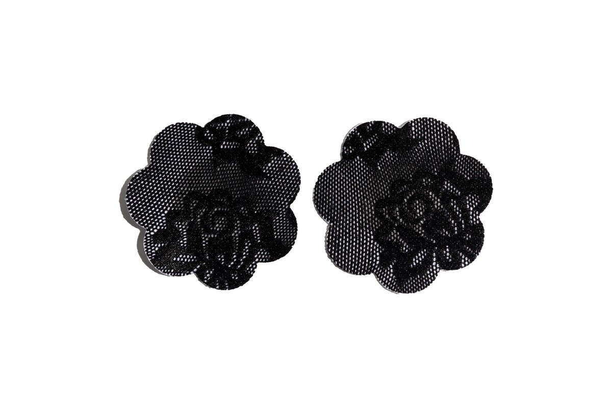 BLACK LACE FLOWER NIPPLE COVERS - Lucile-mex