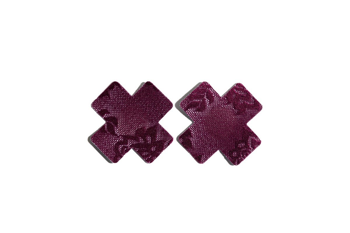 BURGUNDY LACE CROSS NIPPLE COVERS - Lucile-mex