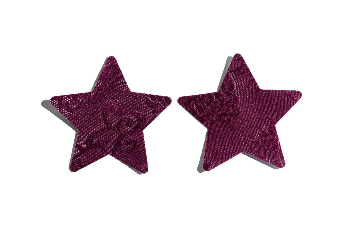 BURGUNDY LACE STAR NIPPLE COVERS - Lucile-mex